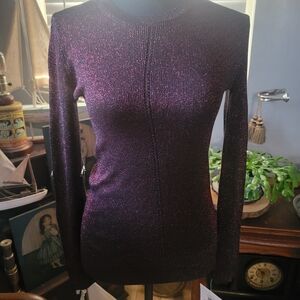 Ellen Tracy Black and Rouge Shimmer Top